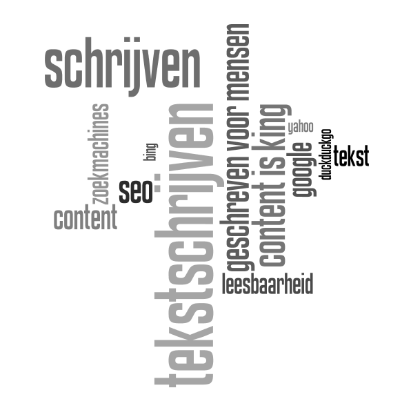 SEO-tekstschrijven (woorden in wordcloud, gemaakt met Wordle.net)